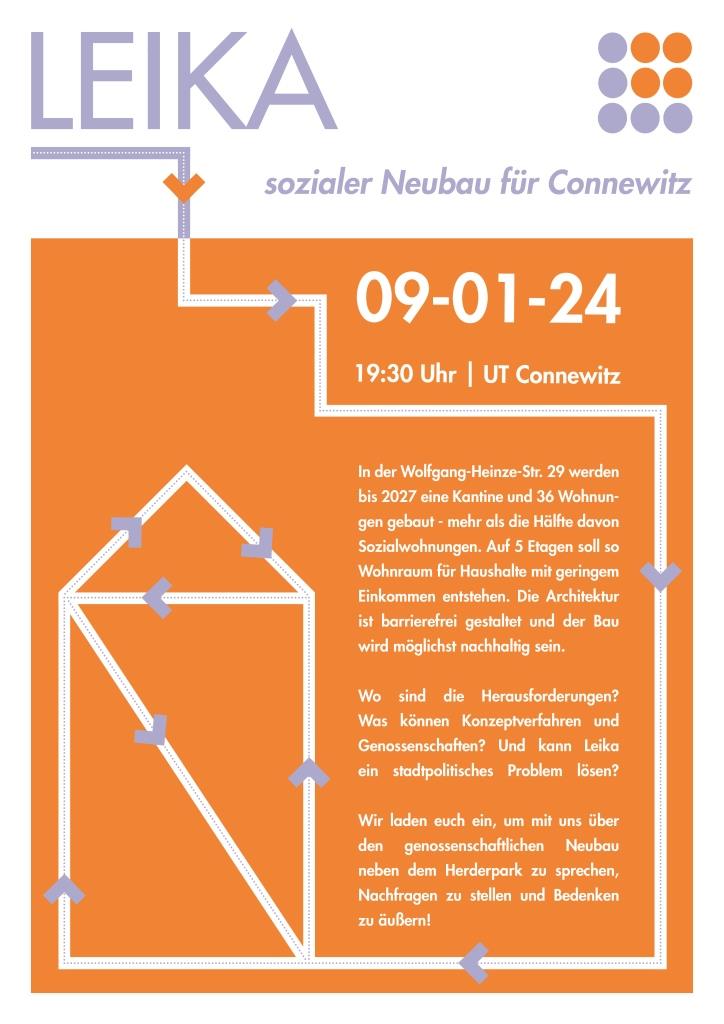 Veranstaltung: LEIKA – sozialer Neubau in Connewitz, am 09.01. im UT Connewitz